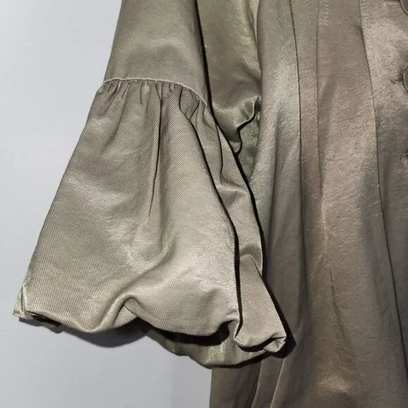 Anthropologie RYU Pearl Taupe Tan Baby Doll Swing Coat LARGE - Picture 4 of 10